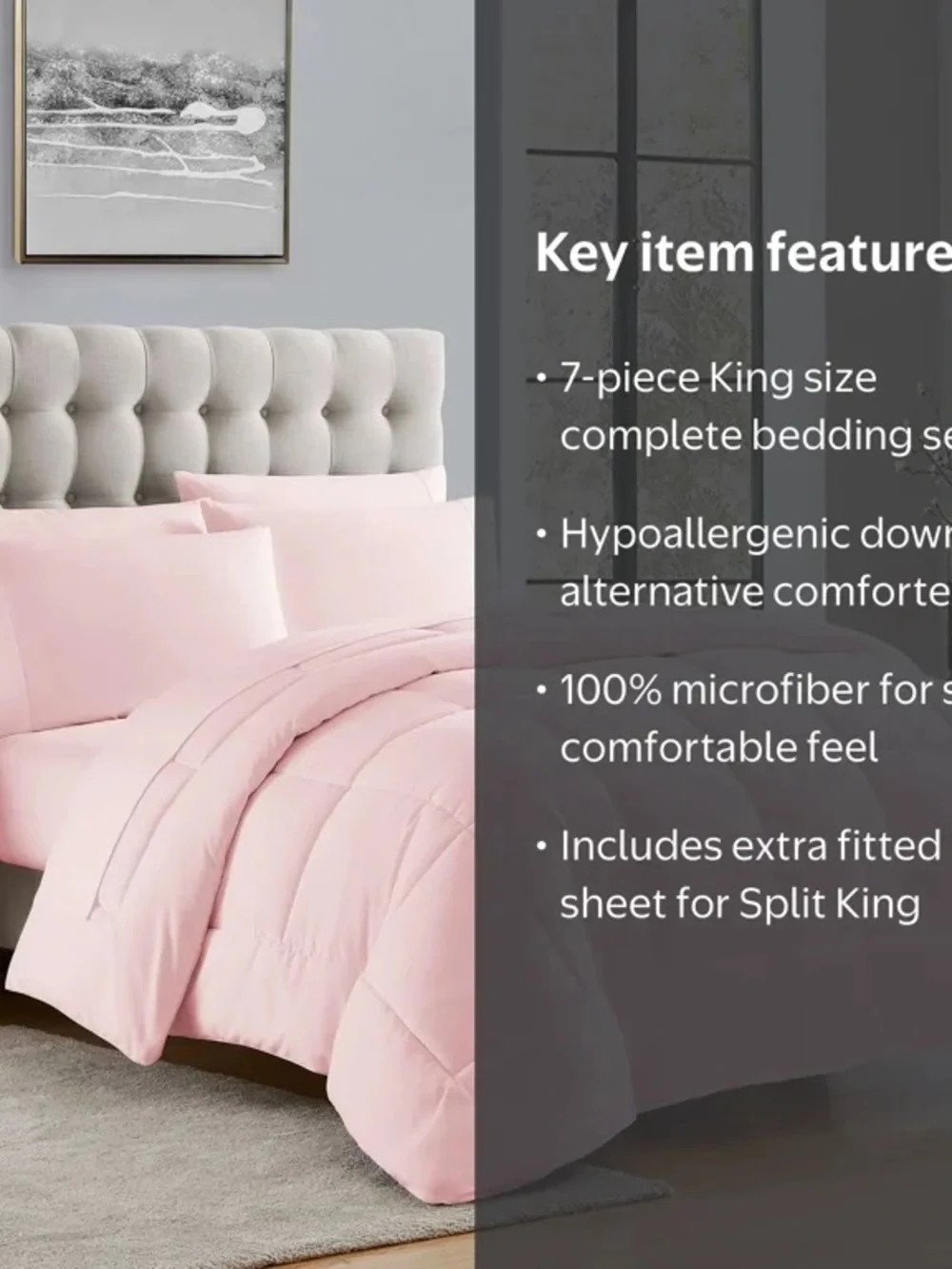 7 pc Soft Pink Comforter Set - Classic Cozy Bedding